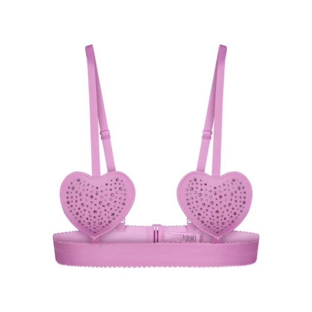 SKIMS Pink and Purple Bra with Rhinestone Detail